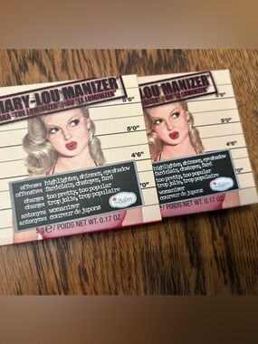 theBalm Mary-Lou Manizer Highlighter - Champagne & Pink Packaging, Shimmer Glow.